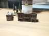 Outland buildings painted with textured paint