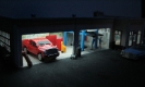 Franks Garage Lit Up